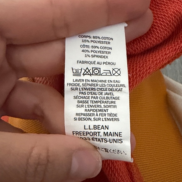 L.L. Bean Kids' Athleisure Hoodie Colorblock Girls size 4 Pink Grapefruit Color - Picture 7 of 7